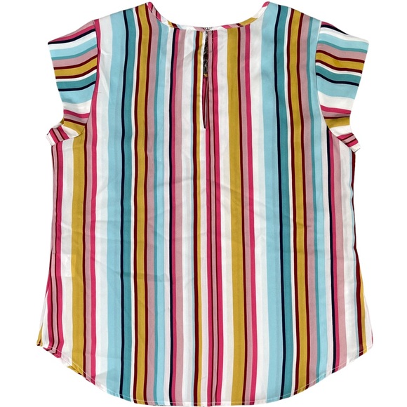Lily White size medium colorful striped short sleeve shirt with one front pocket - Picture 4 of 9